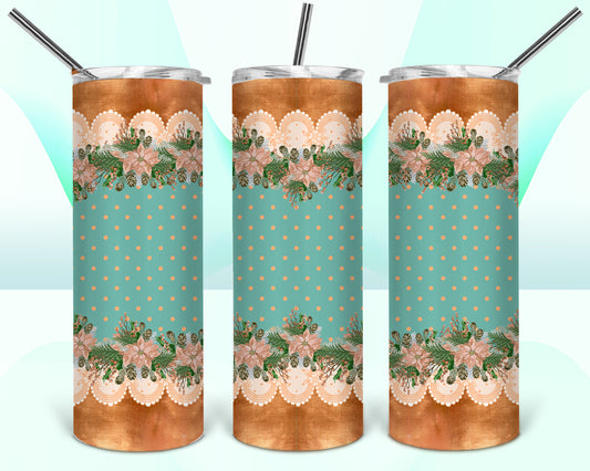 Elegant Christmas Sublimation Tumbler Wrap - Or Clear Waterslide Wrap