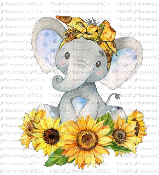 Sunflower Elephant -Cheat Clear Waterslide™ or White Cast Sticker