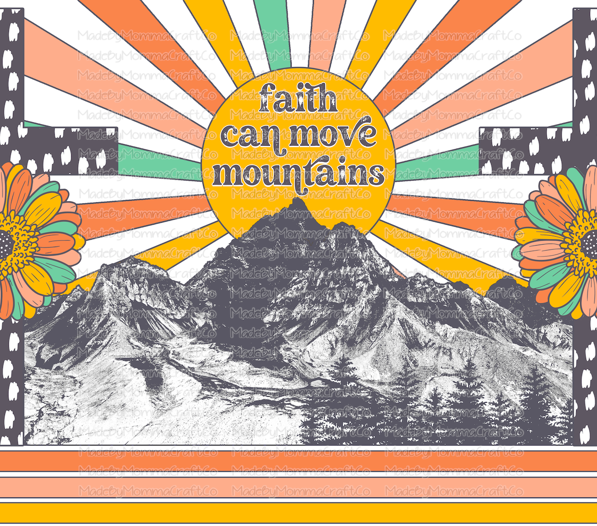 faith can move mtns retro Tumbler Wrap - Sublimation Or Clear Waterslide Wrap