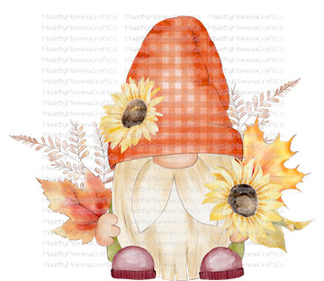 Fall Gnome Sunflowers -Cheat Clear Waterslide™ or White Cast Sticker