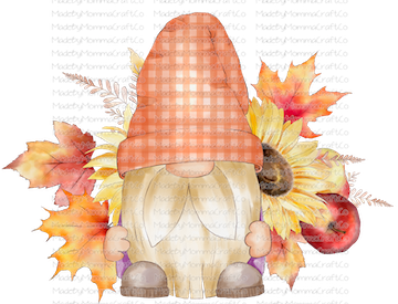 Fall Gnome Pumpkin Sunflower Leafs -Cheat Clear Waterslide™ or White Cast Sticker