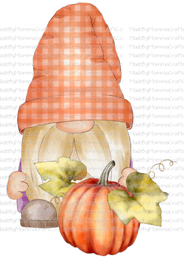 Fall Gnome Pumpkin Plaid -Cheat Clear Waterslide™ or White Cast Sticker