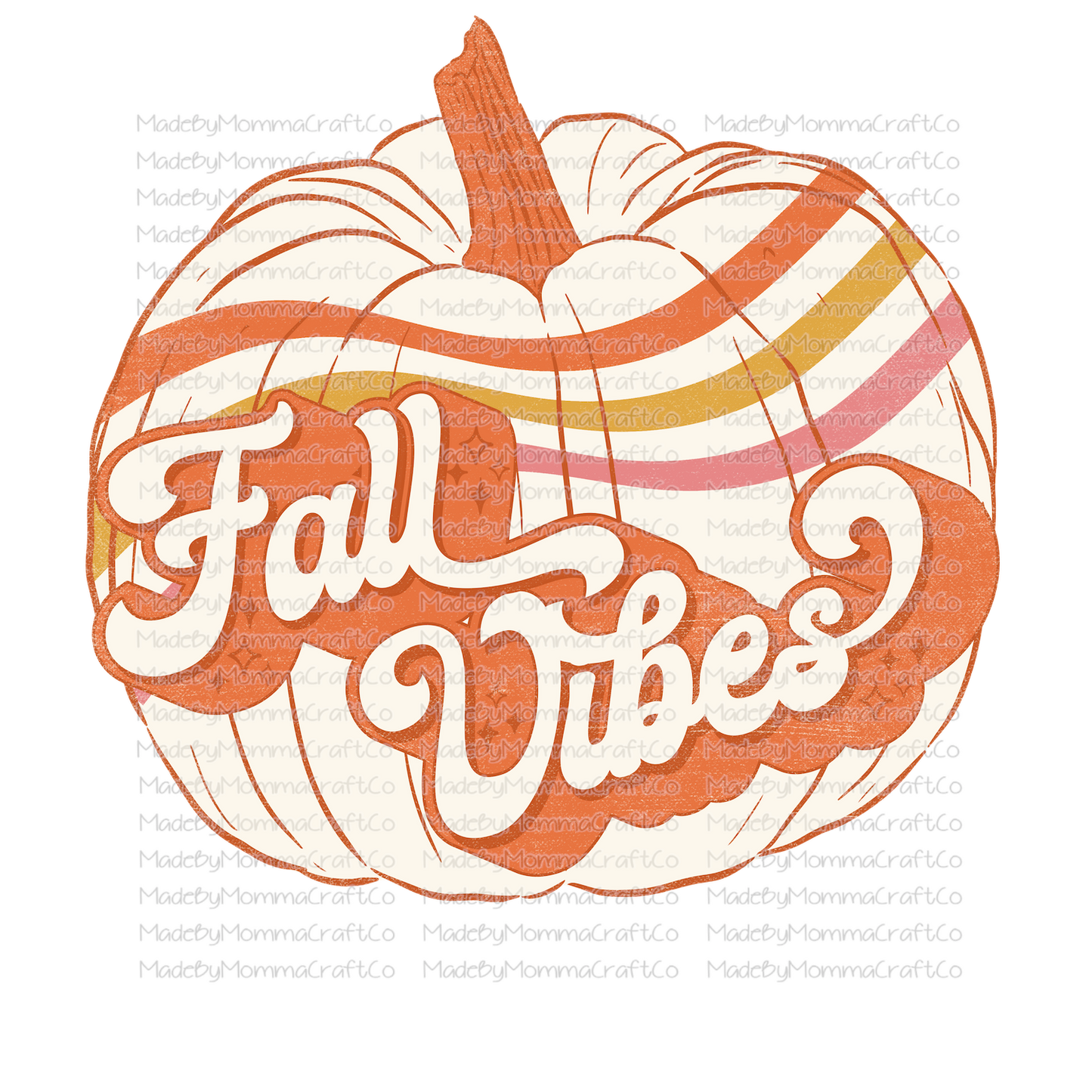 Fall Vibes Striped Pumpkin -Cheat Clear Waterslide™ or White Cast Sticker