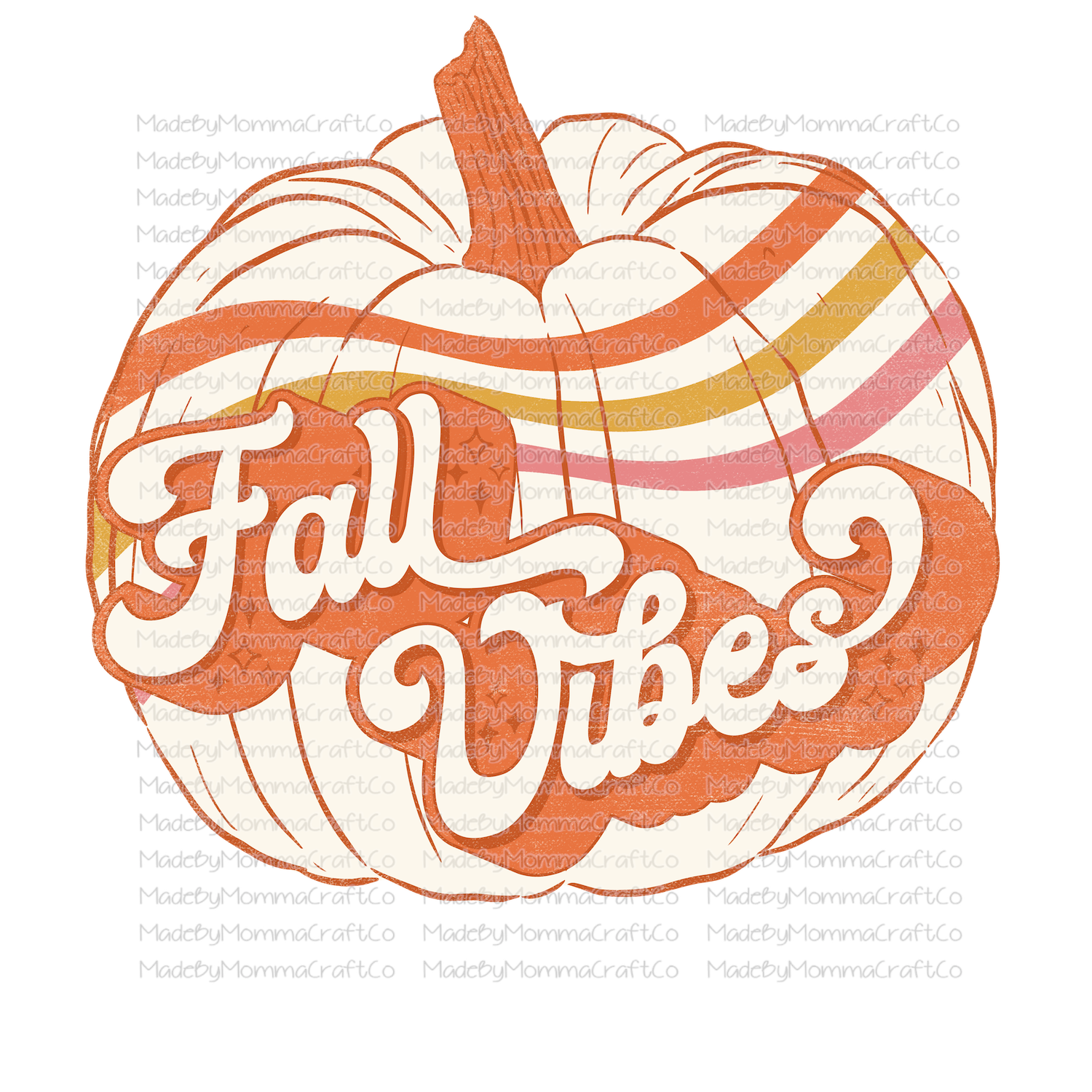 Fall Vibes Striped Pumpkin -Cheat Clear Waterslide™ or White Cast Sticker