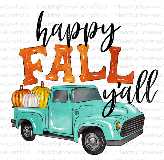 Happy Fall Yall Vintage Truck - Cheat Clear Waterslide™ or White Cast Sticker