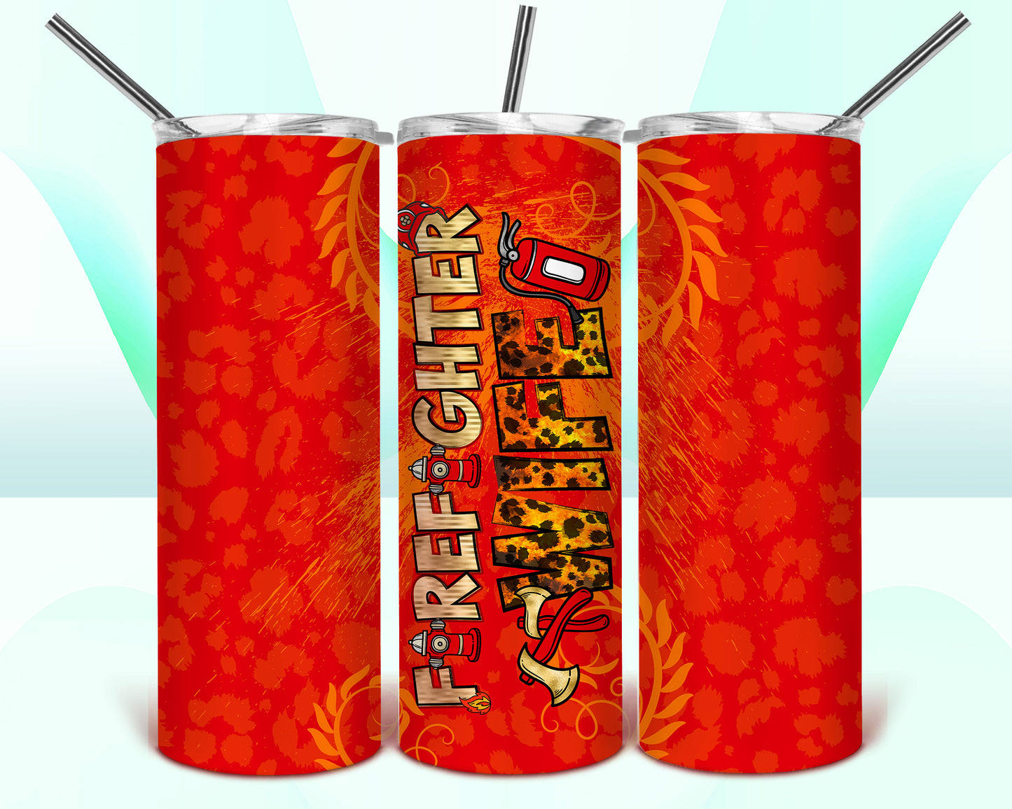 Firefighter Wife Sublimation Tumbler Wrap - Or Clear Waterslide Wrap