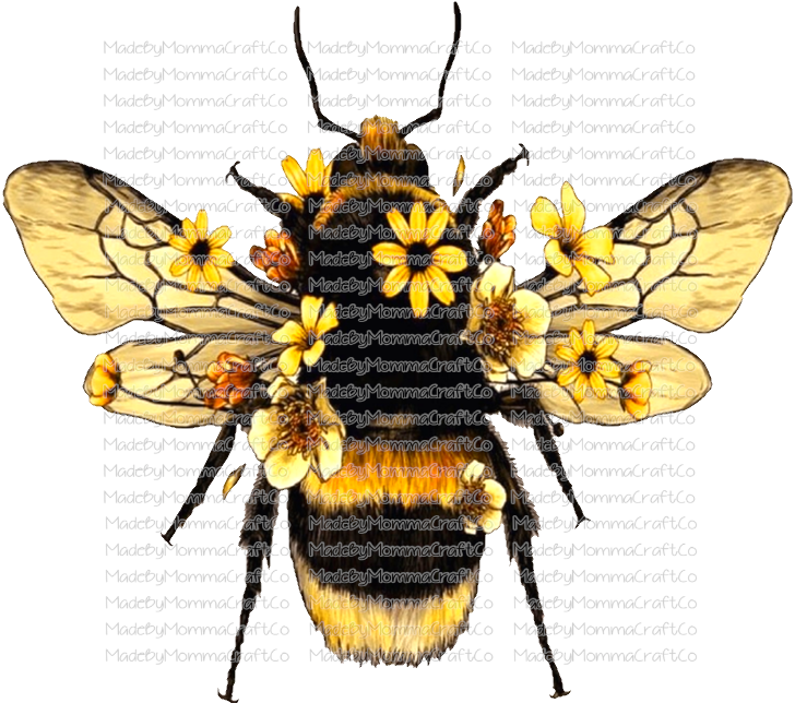 Floral Bumble Bee -Cheat Clear Waterslide™ or White Cast Sticker