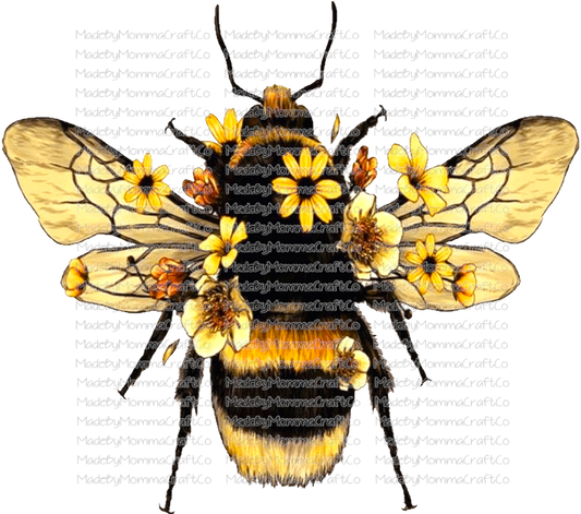 Floral Bumble Bee -Cheat Clear Waterslide™ or White Cast Sticker