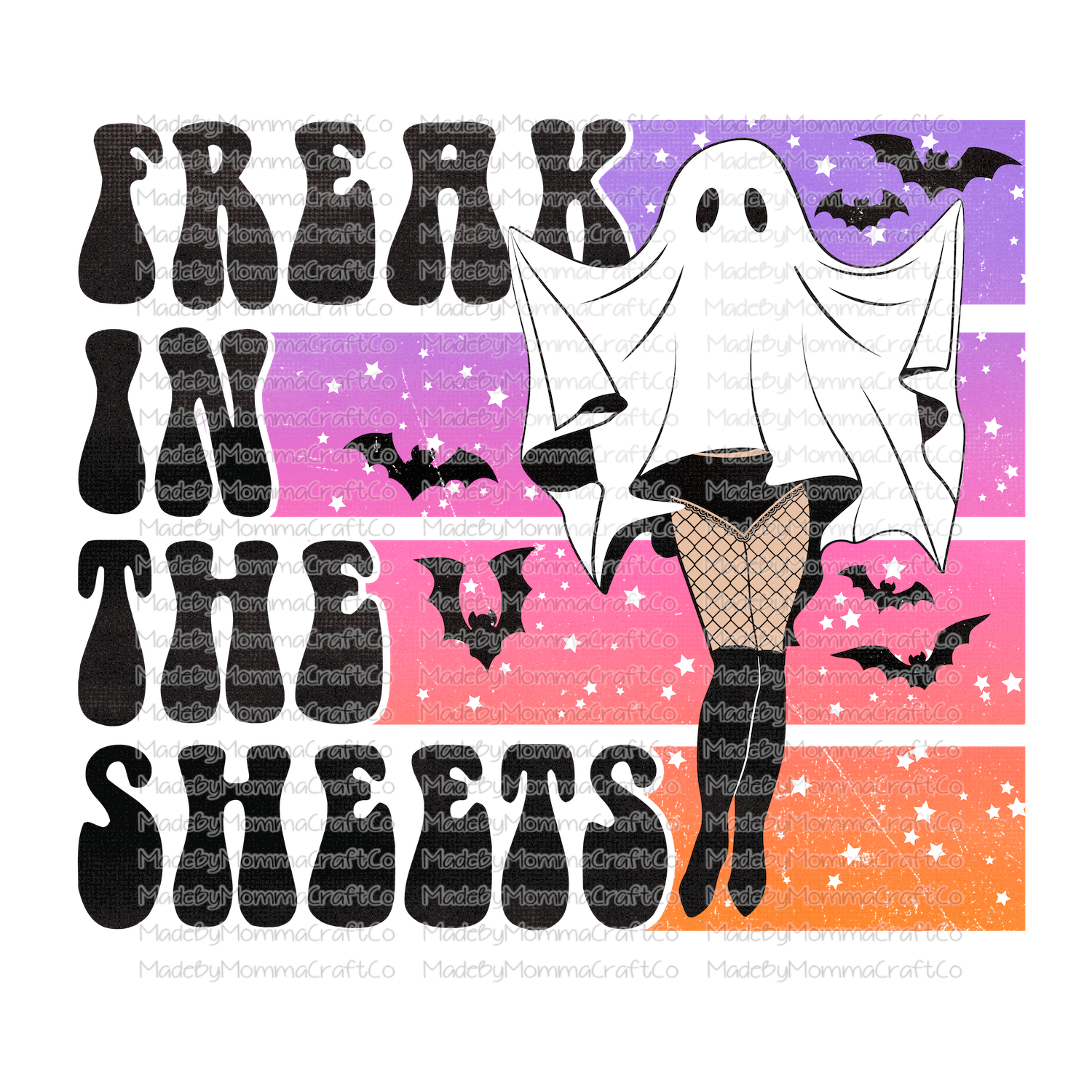 Freak In The Sheets Halloween Humor -Cheat Clear Waterslide™ or White Cast Sticker
