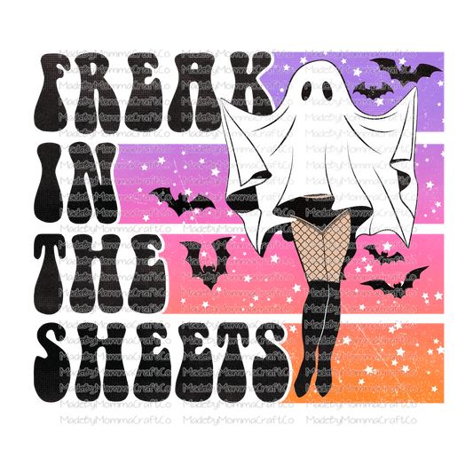 Freak In The Sheets Halloween Humor -Cheat Clear Waterslide™ or White Cast Sticker