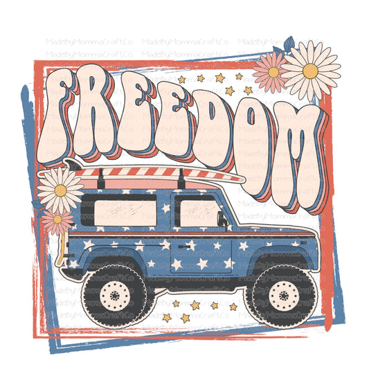 Freedom Retro Daisy Car July America - Cheat Clear Waterslide™ or White Cast Sticker