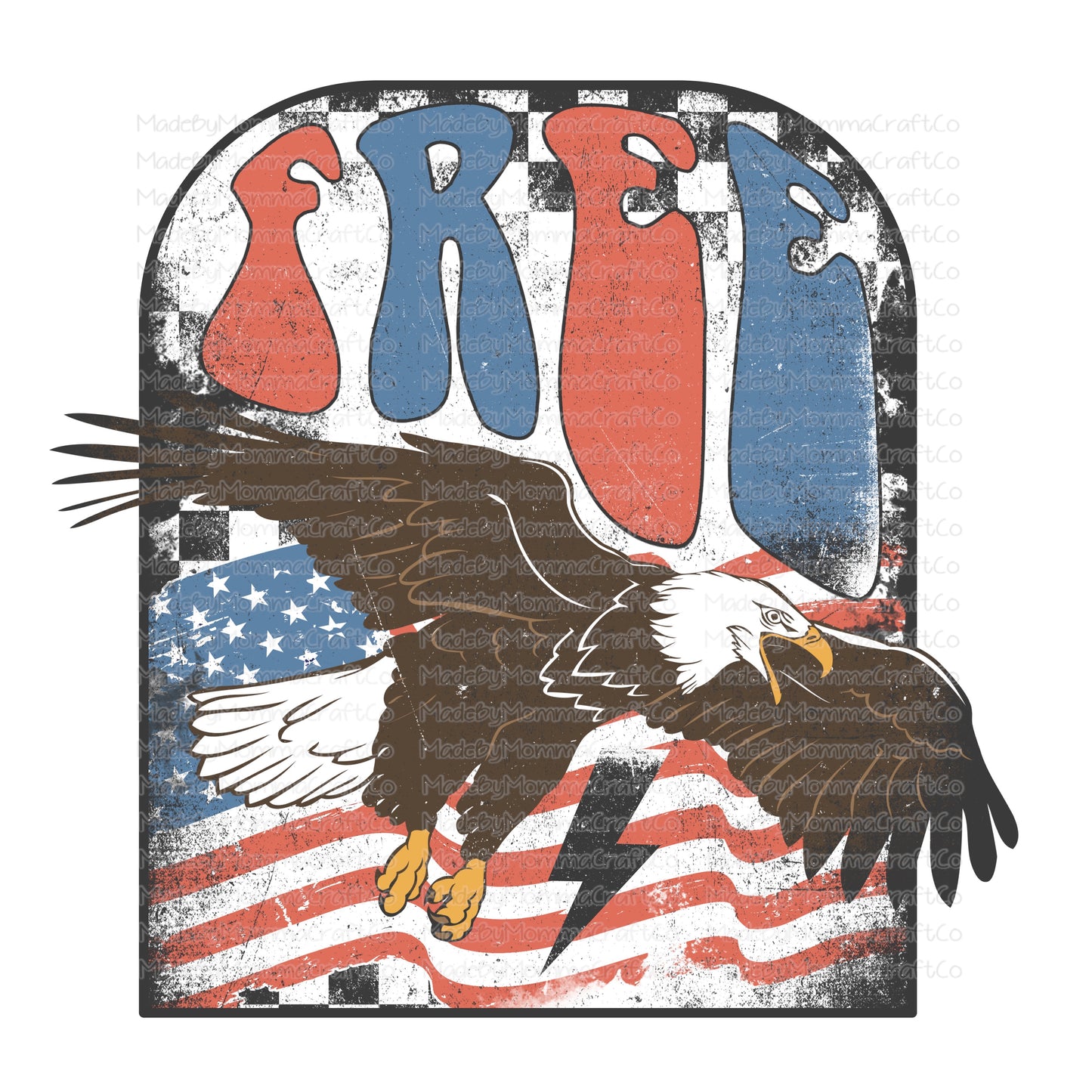 Free Eagle Grunge Checkered July America - Cheat Clear Waterslide™ or White Cast Sticker