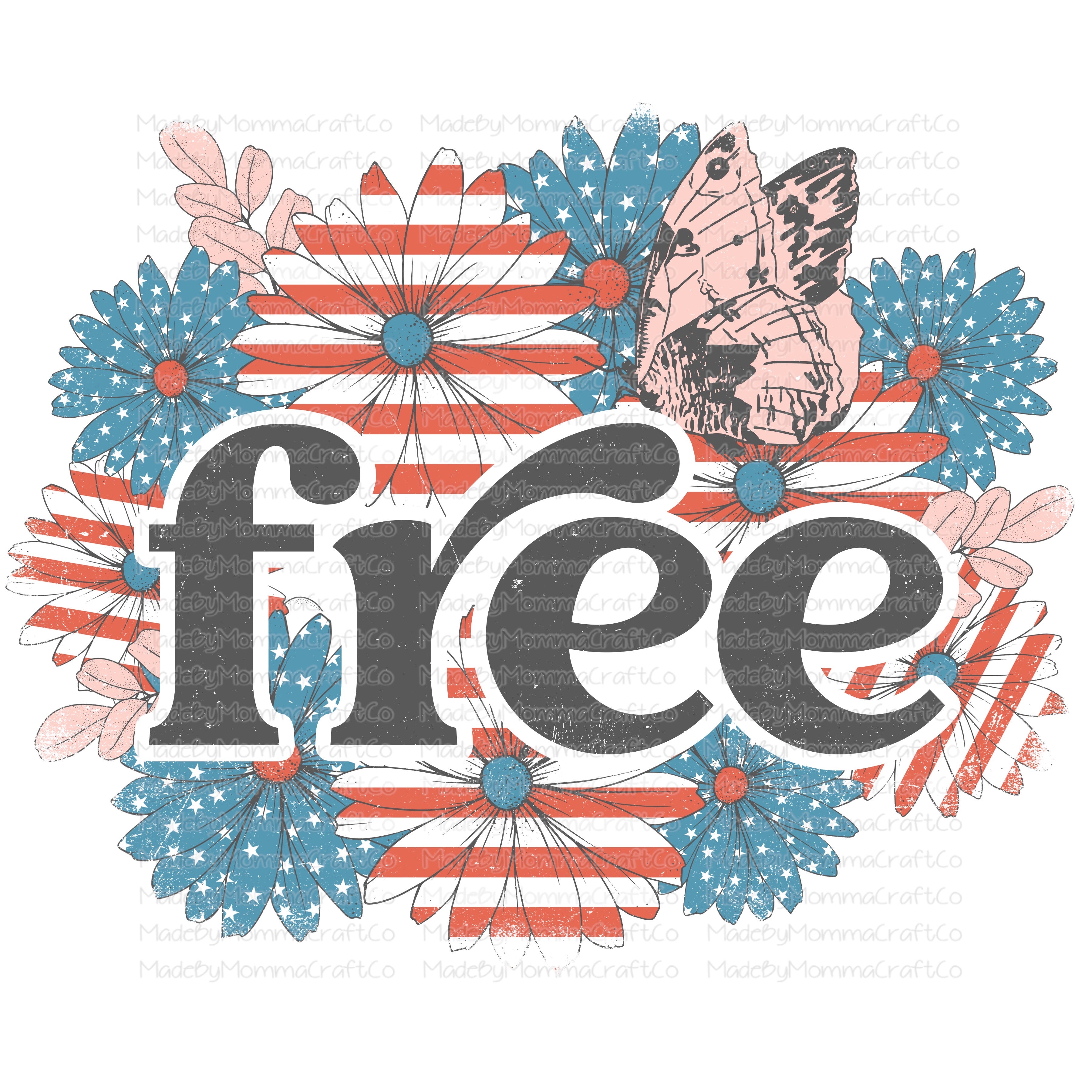 Free Vintage Floral July America - Cheat Clear Waterslide™ or White Cast Sticker