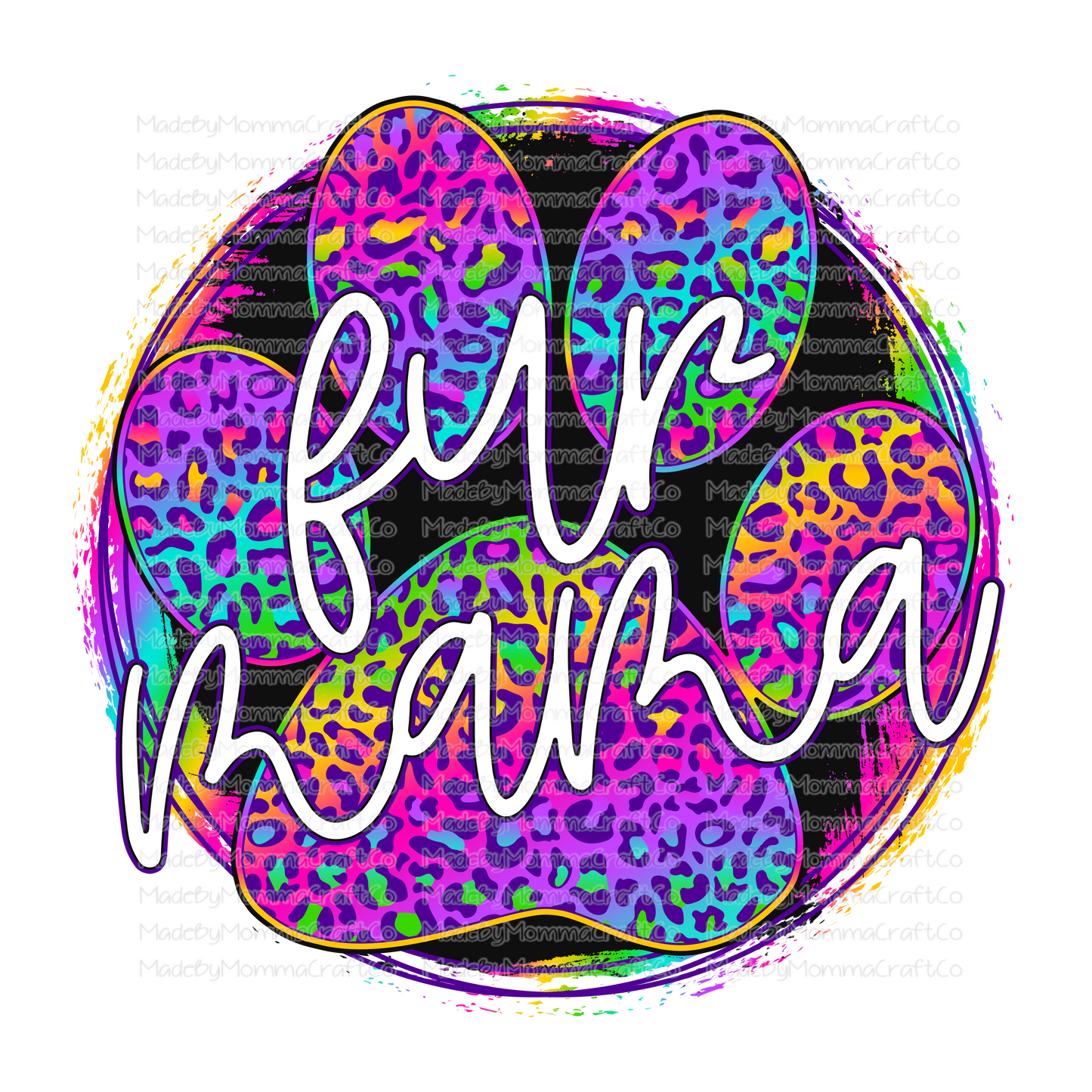 Fur Mama - Rainbow Leopard - Cheat Clear Waterslide™ or White Cast Sticker