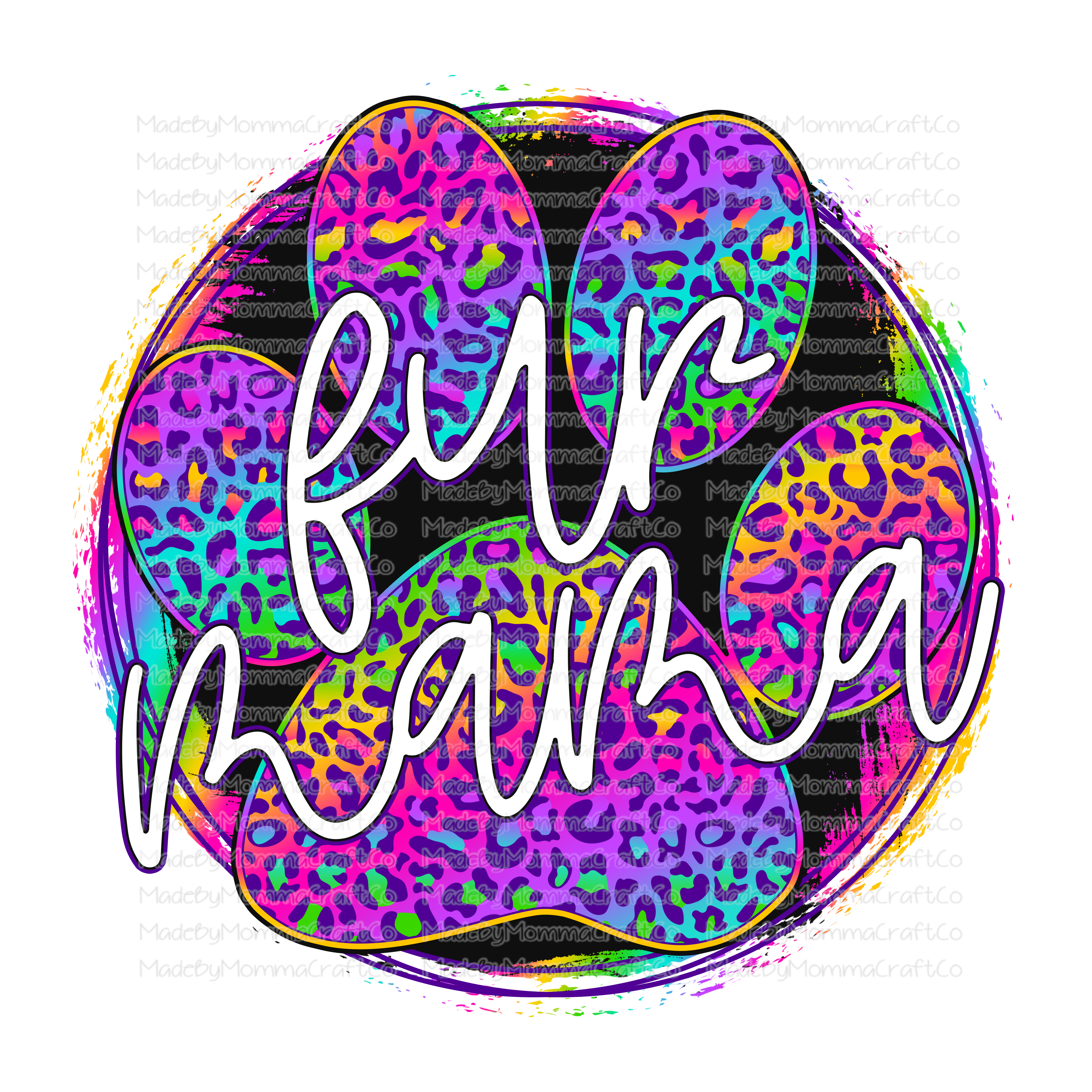 Fur Mama - Rainbow Leopard - Cheat Clear Waterslide™ or White Cast Sticker