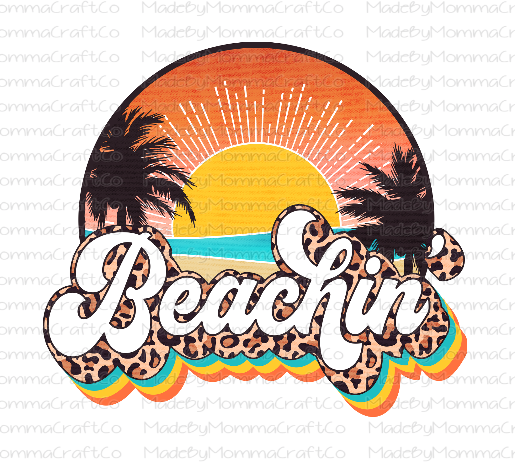 Retro Beachin&#39; Circle - Cheat Clear Waterslide™ or White Cast Sticker