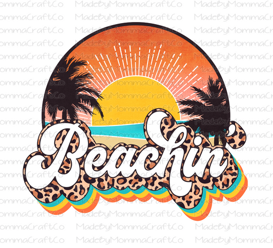 Retro Beachin' Circle - Cheat Clear Waterslide™ or White Cast Sticker