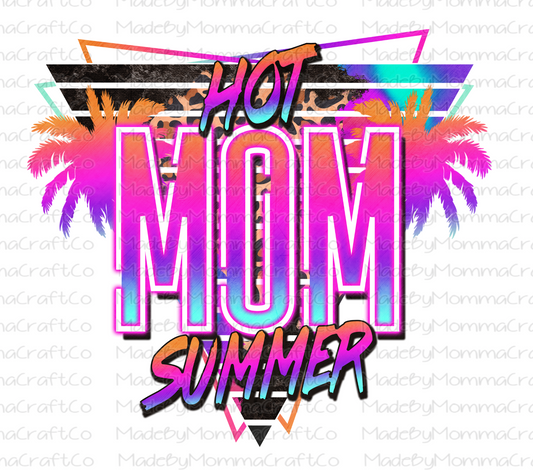 Retro Hot Mom Summer Palm Tree Neon - Cheat Clear Waterslide™ or White Cast Sticker