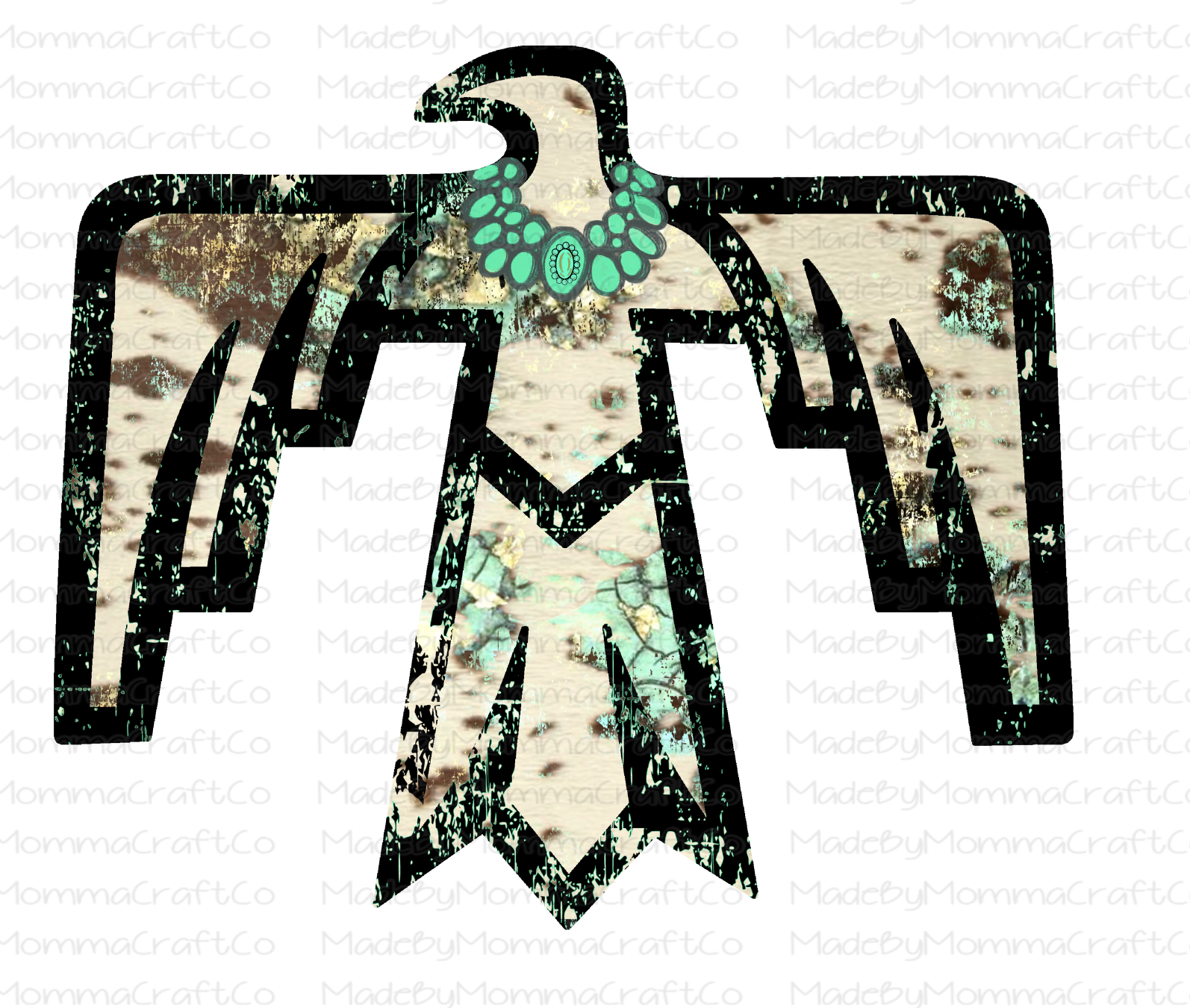 Teal Western Aztec Bird-Cheat Clear Waterslide™ or White Cast Sticker