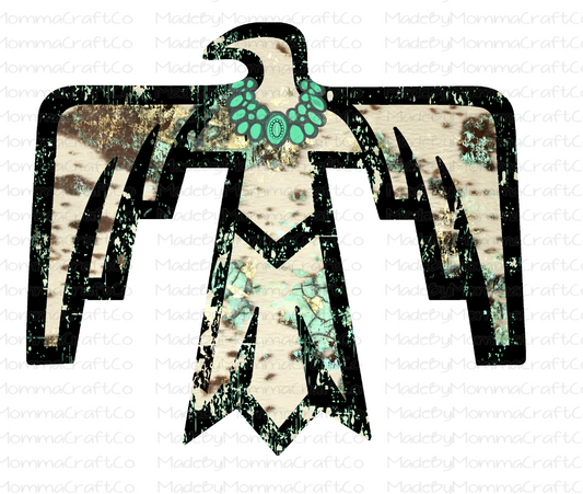 Teal Western Aztec Bird-Cheat Clear Waterslide™ or White Cast Sticker