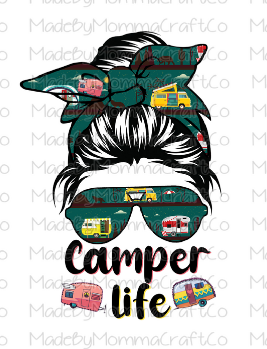 Messy Bun Camper Life Cheat Clear Waterslide™ or White Cast Sticker