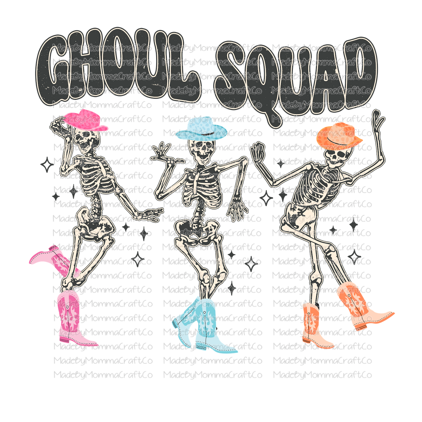 Ghoul Squad Dancing Skeletons Halloween -Cheat Clear Waterslide™ or White Cast Sticker