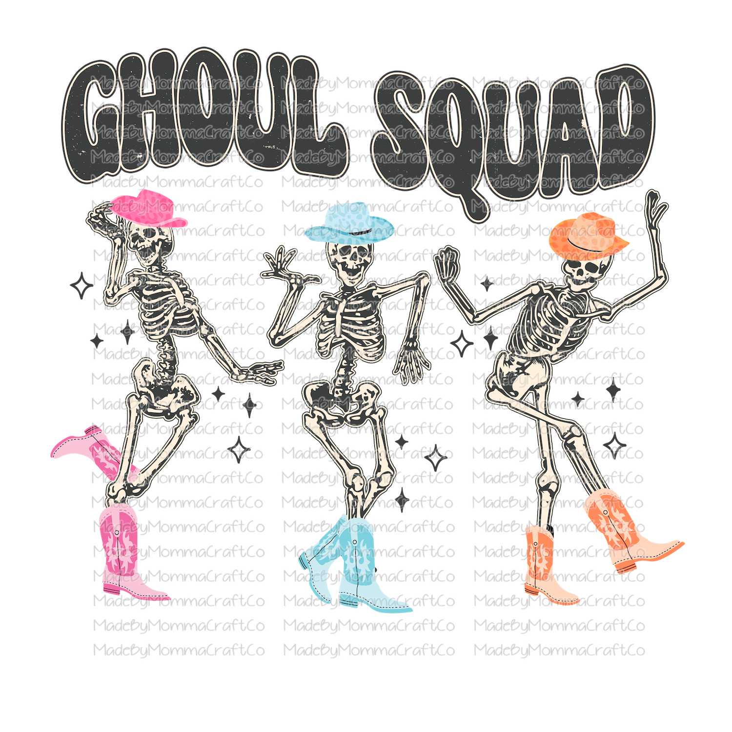 Ghoul Squad Dancing Skeletons Halloween -Cheat Clear Waterslide™ or White Cast Sticker
