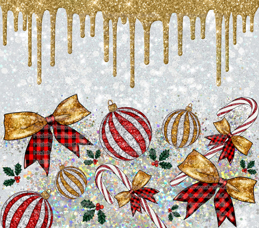 Glitter Christmas Tumbler Wrap - Sublimation Vinyl Or Waterslide Wrap