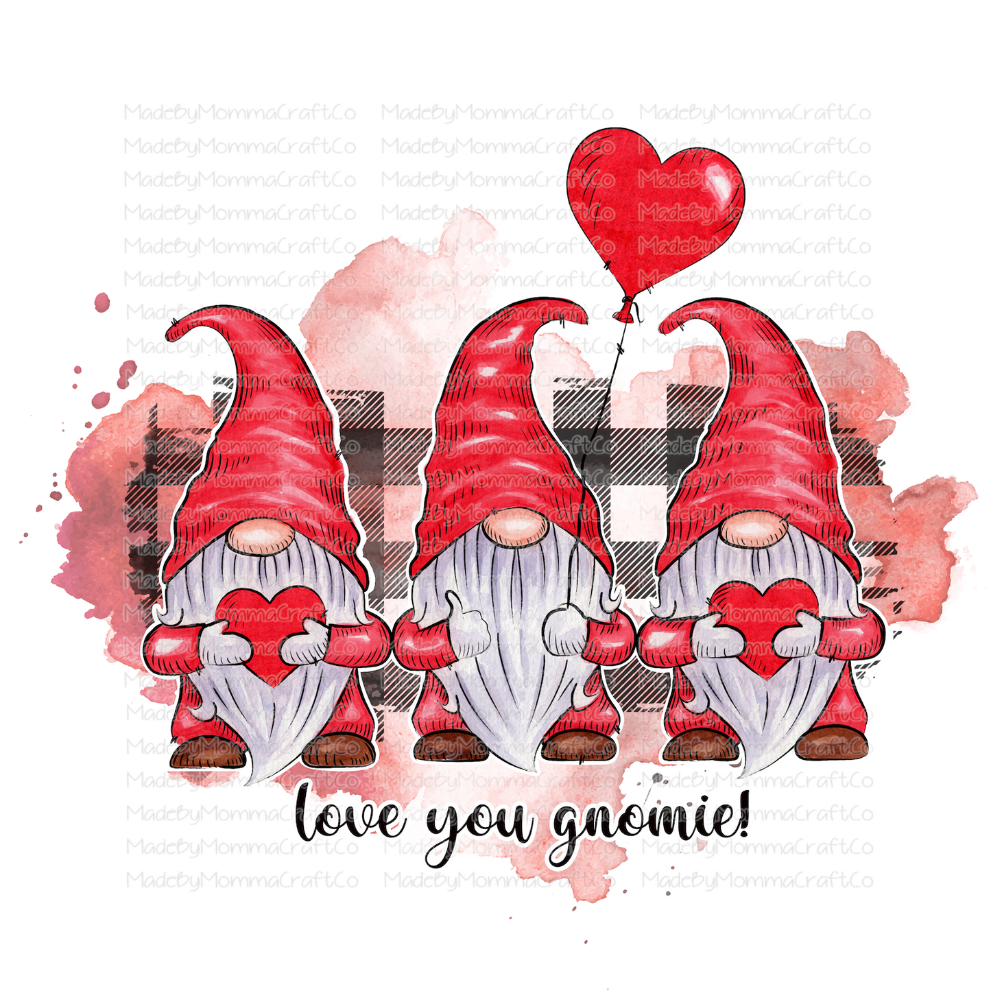 I Love You Gnomie Gnomes Valentines - Cheat Clear Waterslide™ or White Cast Sticker