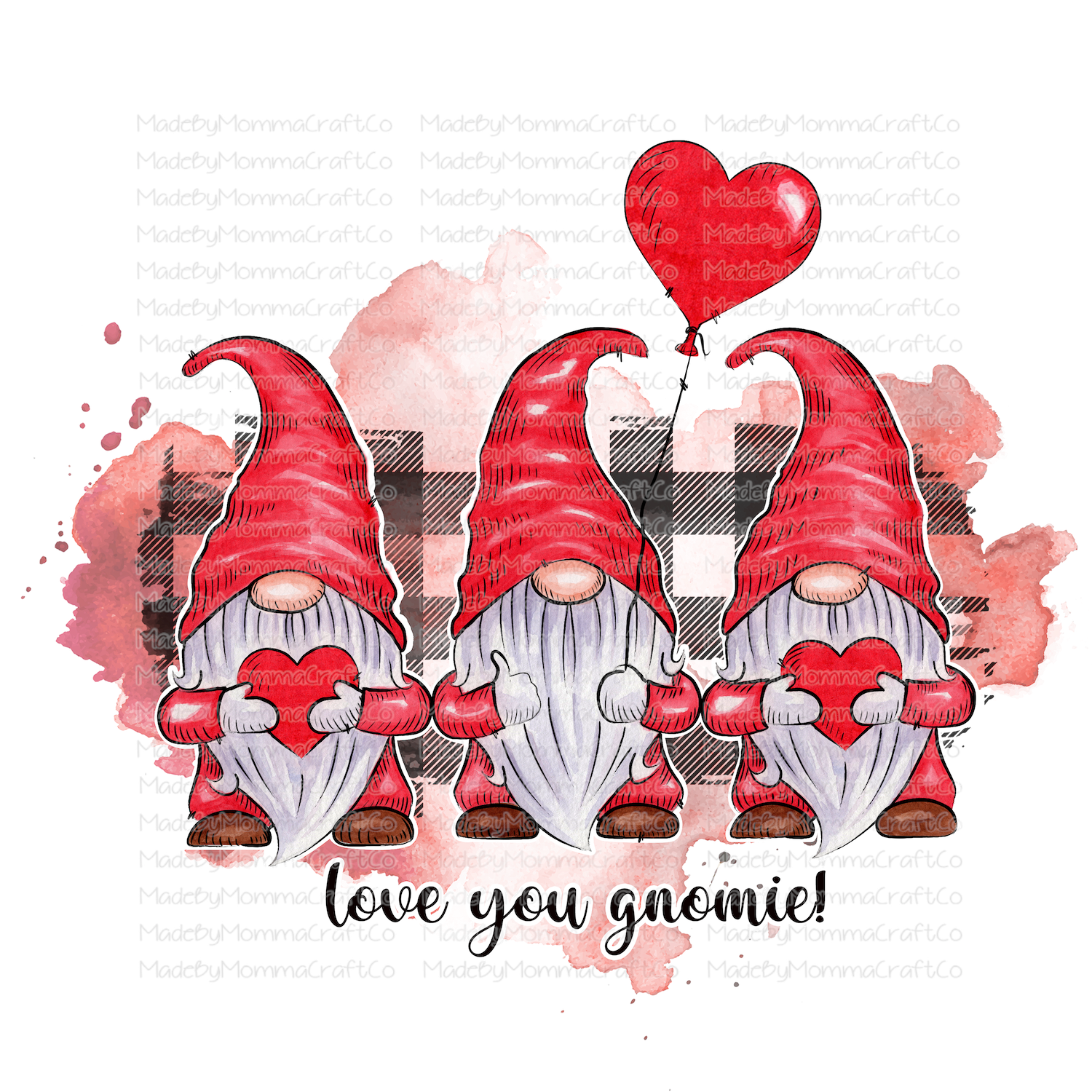 I Love You Gnomie Gnomes Valentines - Cheat Clear Waterslide™ or White Cast Sticker