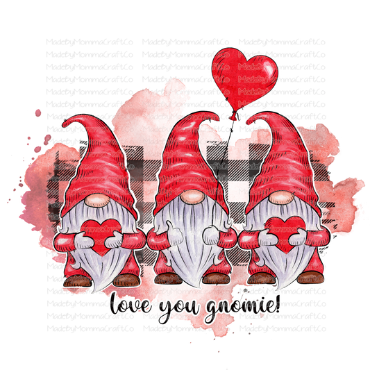 I Love You Gnomie Gnomes Valentines - Cheat Clear Waterslide™ or White Cast Sticker