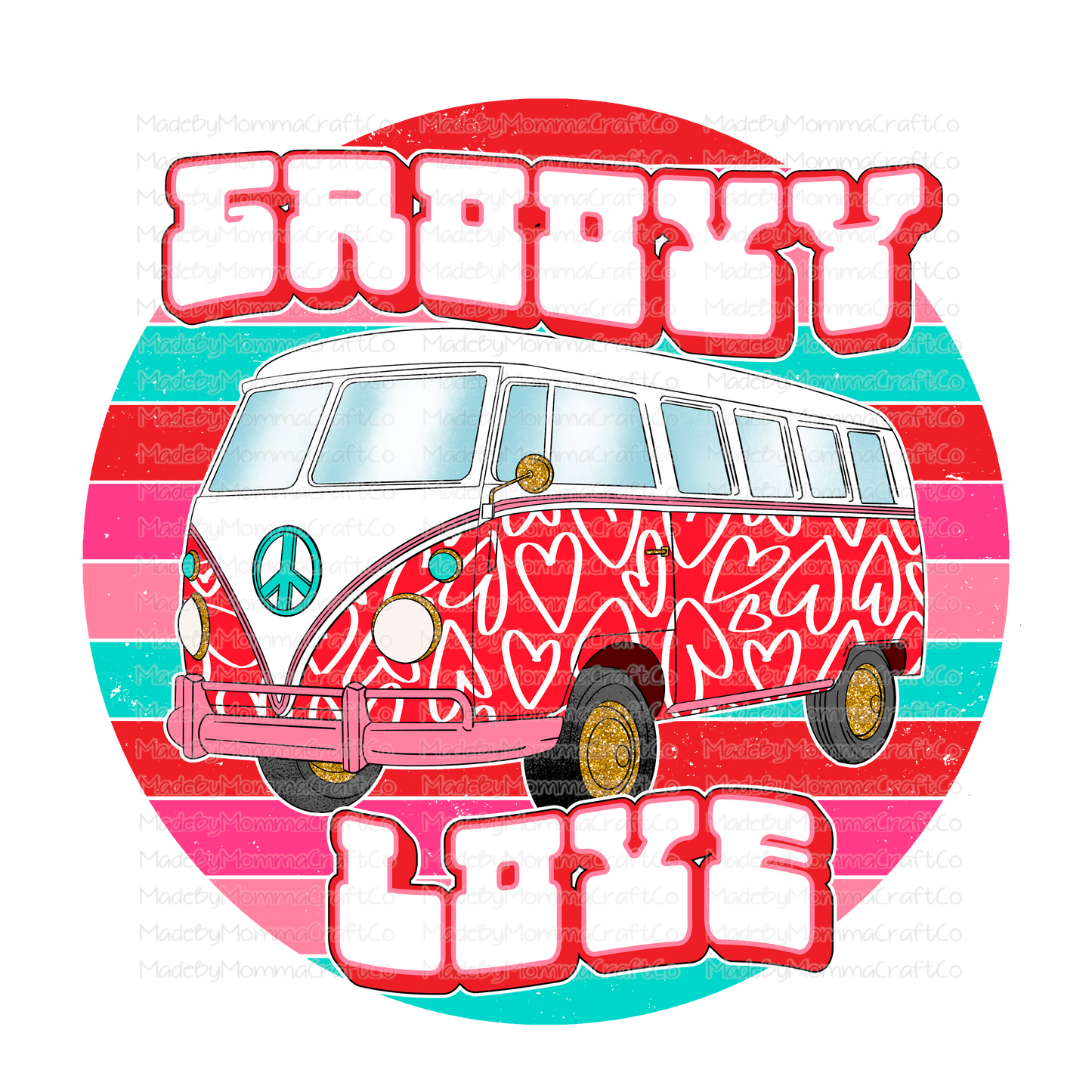 Groovy Love Retro Bus Valentines - Cheat Clear Waterslide™ or White Cast Sticker