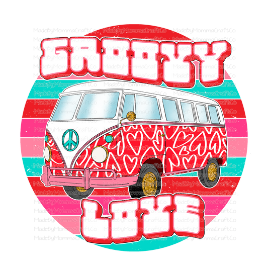 Groovy Love Retro Bus Valentines - Cheat Clear Waterslide™ or White Cast Sticker