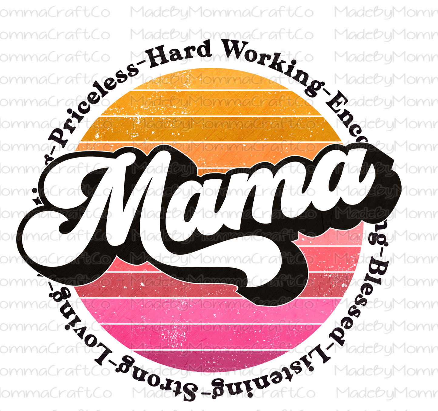 Retro Mama Circle - Cheat Clear Waterslide™ or White Cast Sticker