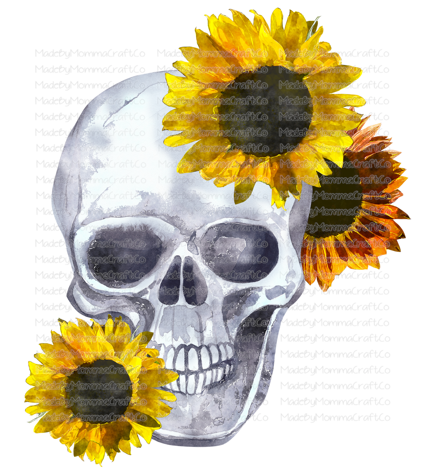 Sunflower Skull -Cheat Clear Waterslide™ or White Cast Sticker