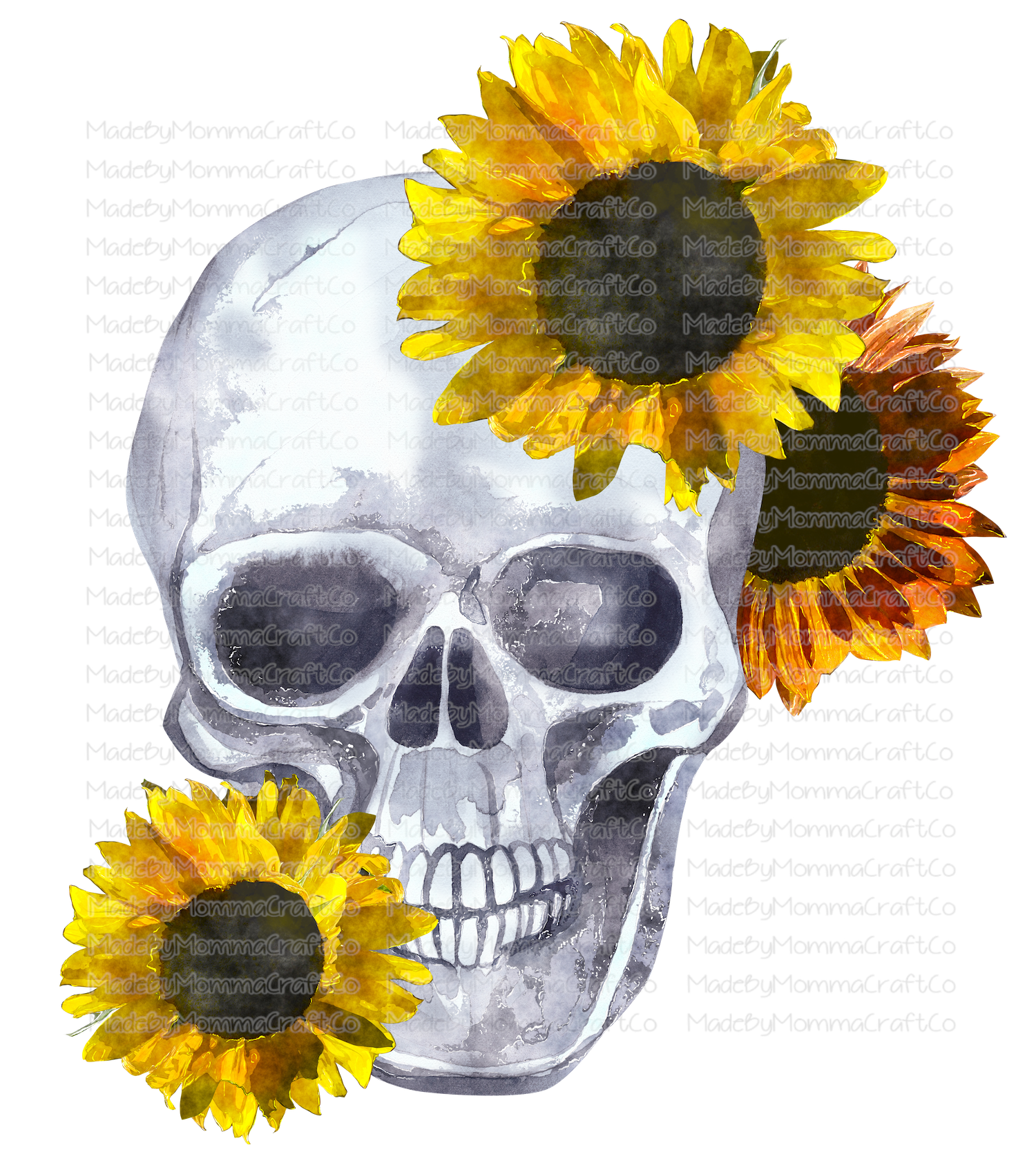 Sunflower Skull -Cheat Clear Waterslide™ or White Cast Sticker