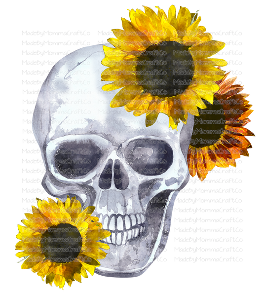 Sunflower Skull -Cheat Clear Waterslide™ or White Cast Sticker