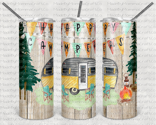 Happy Camper Sublimation Tumbler Wrap - Or Clear Waterslide Wrap