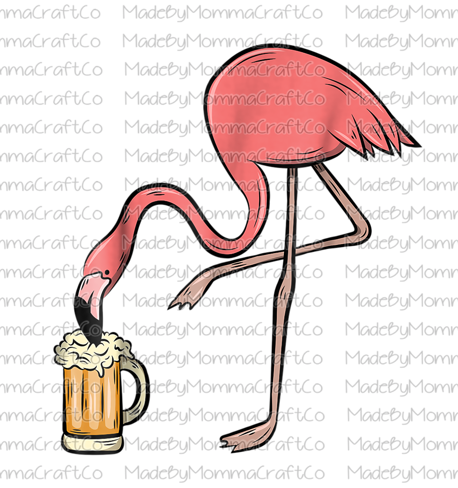 Flamingo Drinking Beer - Cheat Clear Waterslide™ or White Cast Sticker