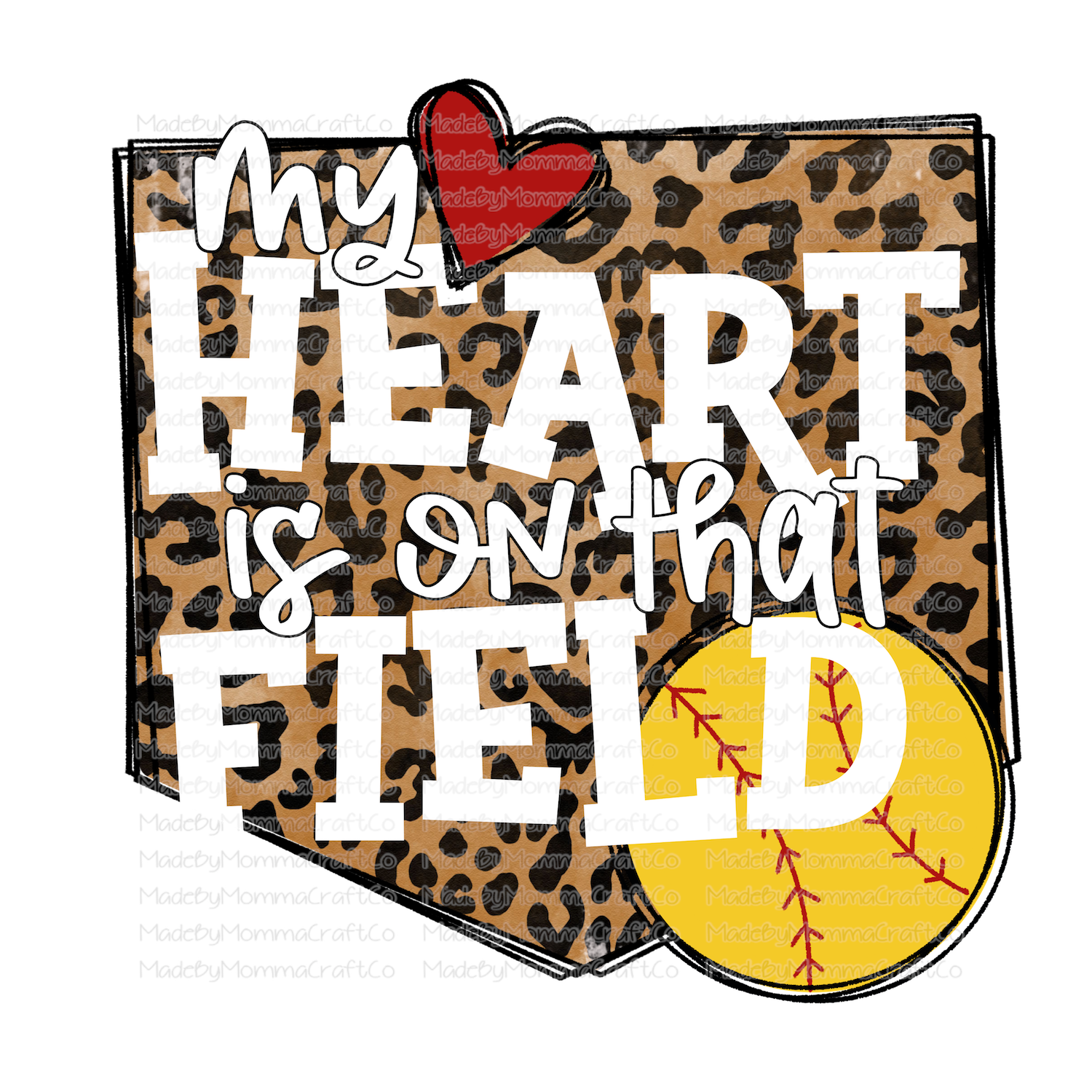 Heart On That Field Softball-Cheat Clear Waterslide™ or White Cast Sticker