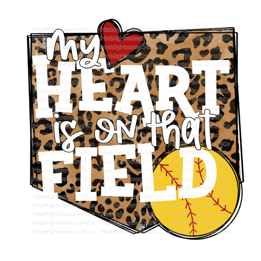 Heart On That Field Softball-Cheat Clear Waterslide™ or White Cast Sticker