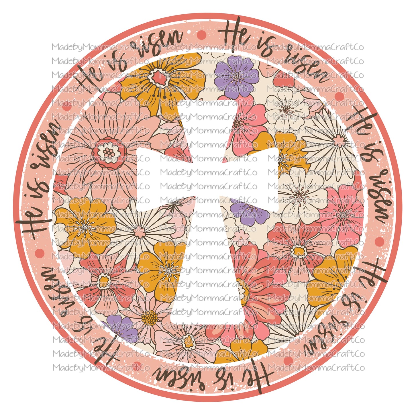 he is risen floral circle christian- Cheat Clear Waterslide™ or White Cast Sticker