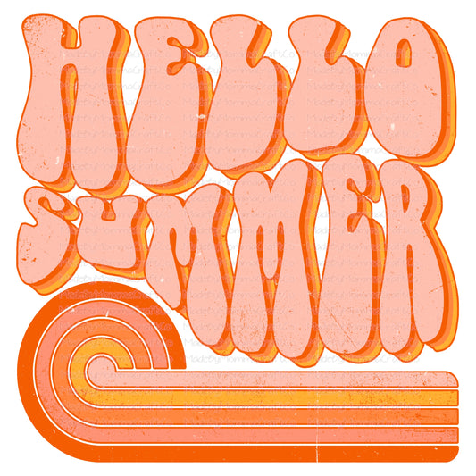 Hello Summer Retro Lines - Cheat Clear Waterslide™ or White Cast Sticker