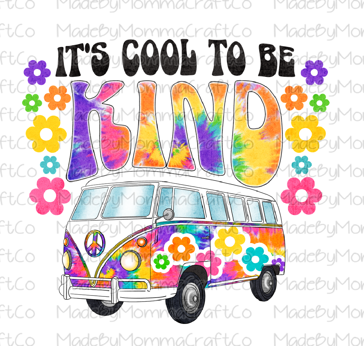 It&#39;s Cool To Be KInd VW Hippie Bus Cheat Clear Waterslide™ or White Cast Sticker