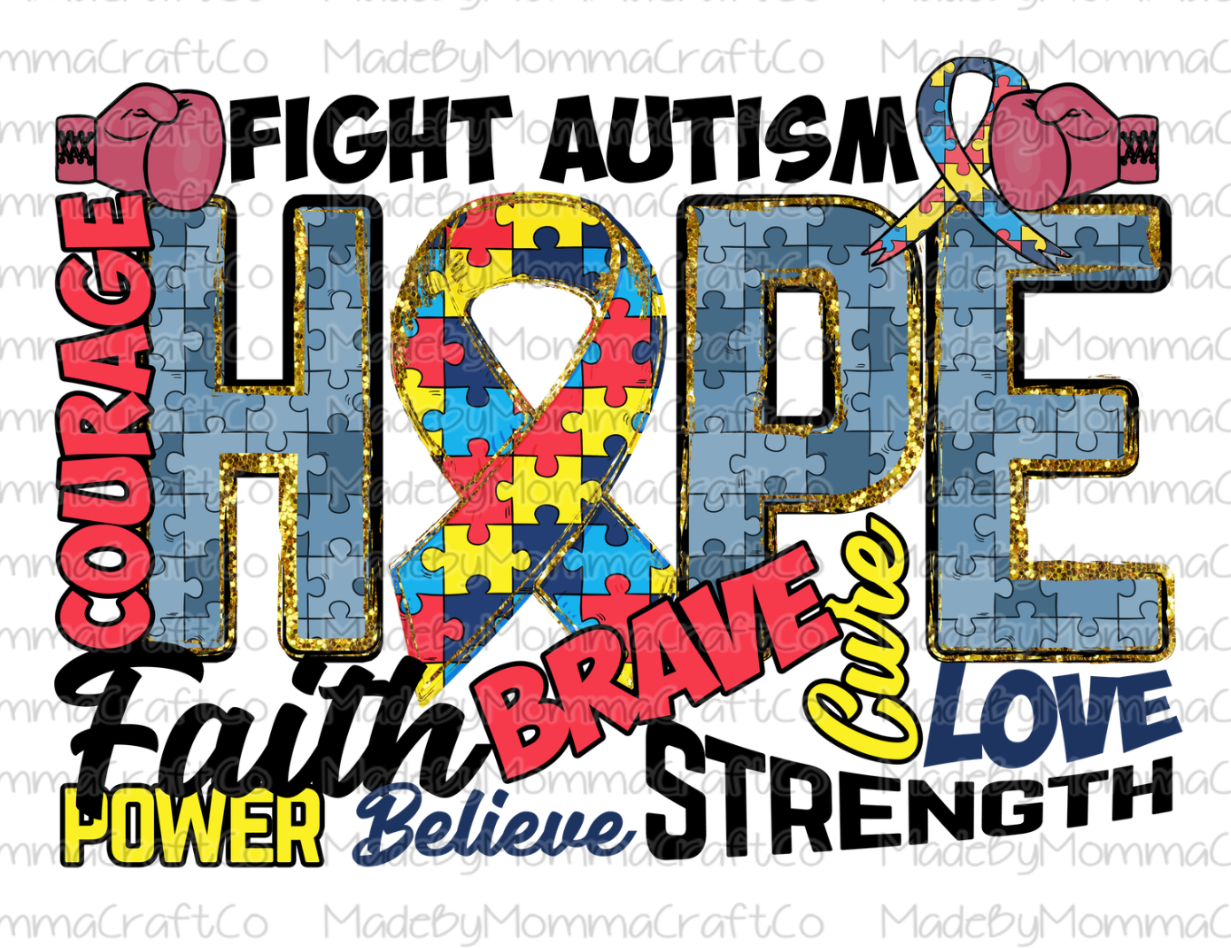 Fight Autism Hope - Cheat Clear Waterslide™ or White Cast Sticker