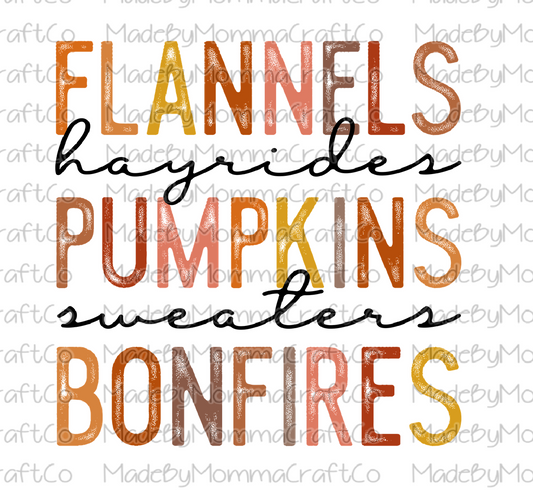 Flannels Hayrides Pumpkins Sweaters Bonfires Cheat Clear Waterslide™ or Cheat Clear Sticker Decal