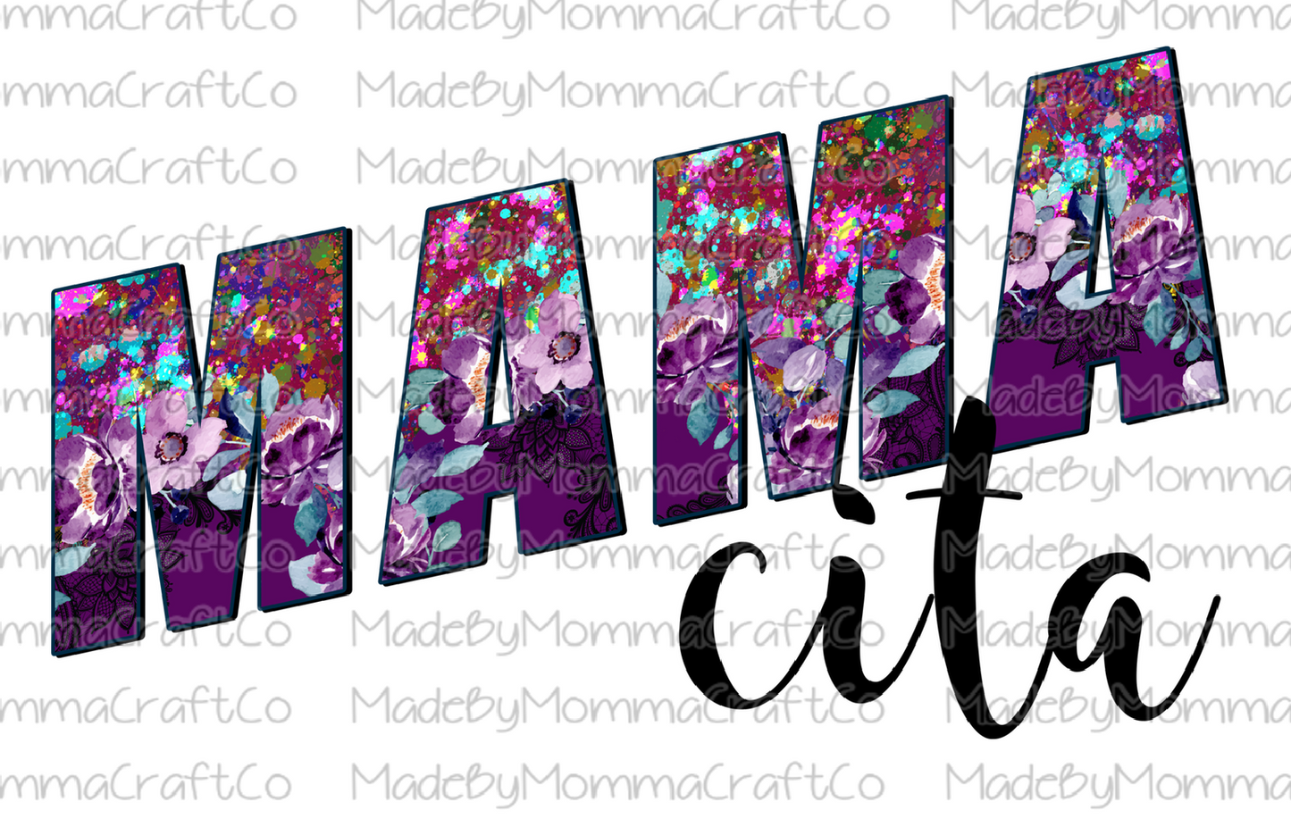 Mama Cita Purple Floral Cheat Clear Waterslide™ or White Cast Sticker