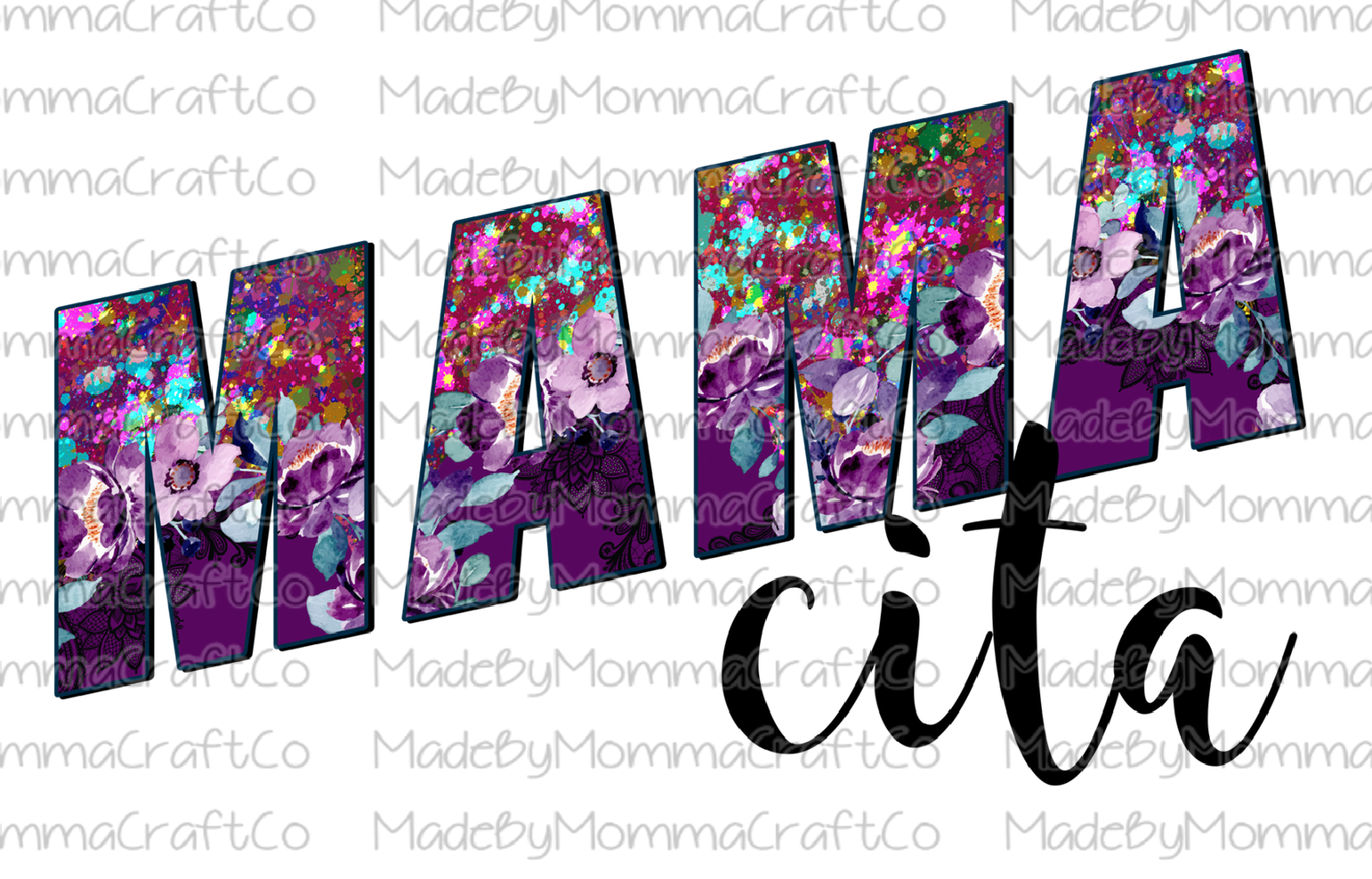 Mama Cita Purple Floral Cheat Clear Waterslide™ or White Cast Sticker
