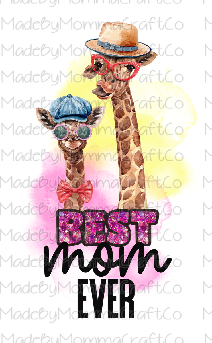 Best Mom Ever Giraffe Cheat Clear Waterslide™ or White Cast Sticker