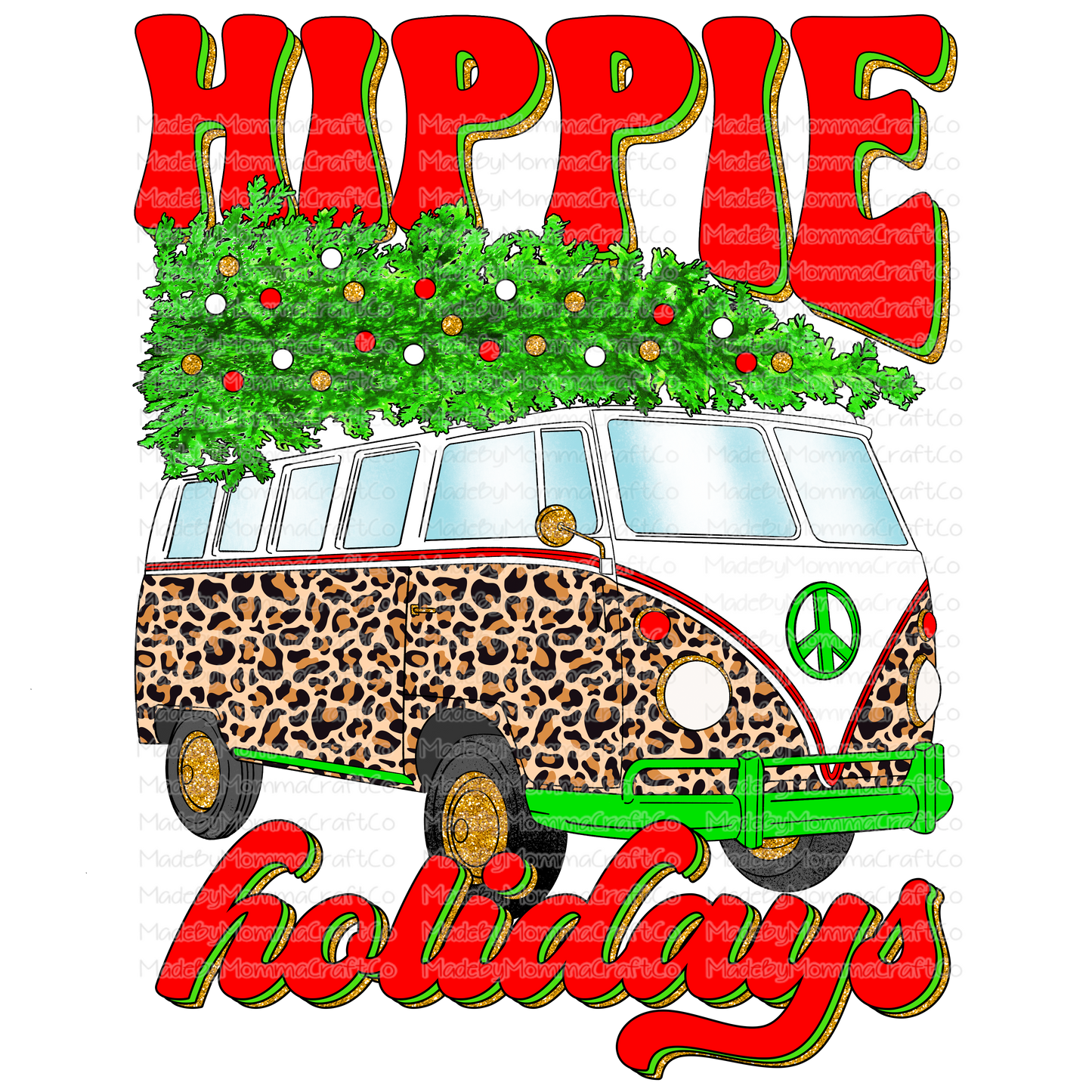 Hippie Hollidays Bus - Leopard - Cheat Clear Waterslide™ or White Cast Sticker